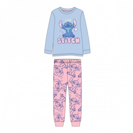 Pyjama long enfant bleu et rose Stitch