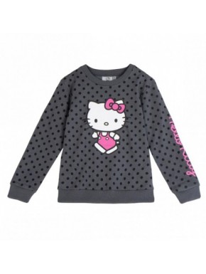 Sweat Hello Kitty gris à pois noirs pour filles