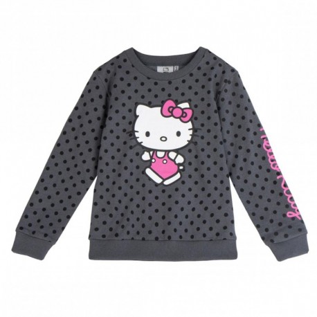 Sweat Hello Kitty gris à pois noirs pour filles
