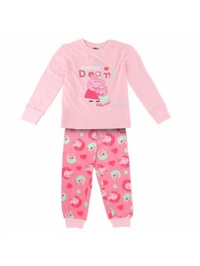 Pyjama long rose Peppa Pig avec motif de cœurs