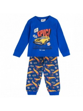 Pijama longo azul Hot Wheels para crianças