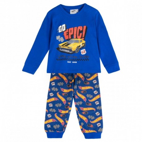 Pijama longo azul Hot Wheels para crianças
