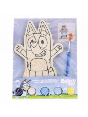 Figura de madera coloreable Bluey con pinturas y pincel