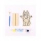 Figura de madeira para pintar Bluey com tintas e pincel