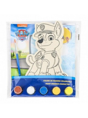 Figura de madera coloreable de Paw Patrol con pinturas y pincel