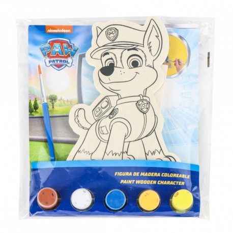 Figura de madera coloreable de Paw Patrol con pinturas y pincel
