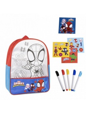 Mochila Spidey con rotuladores y pegatinas