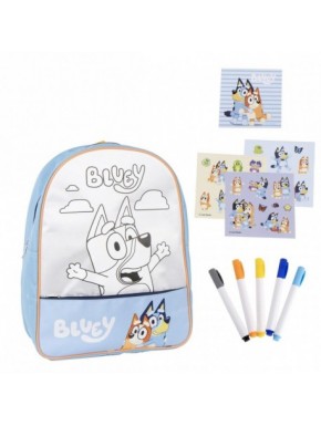 Sac à dos DIY Bluey avec marqueurs et autocollants