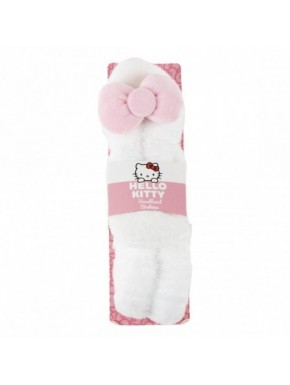 Turbante de maquillaje Hello Kitty blanco con lazo rosa