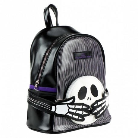 Mochila negra de polipiel Nightmare Before Christmas con Jack Skellington