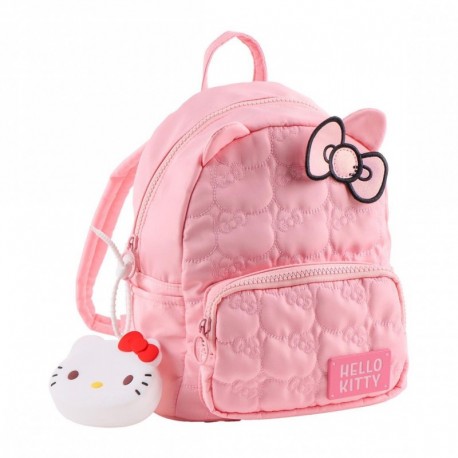 Mochila rosa Hello Kitty com charm e detalhes bordados