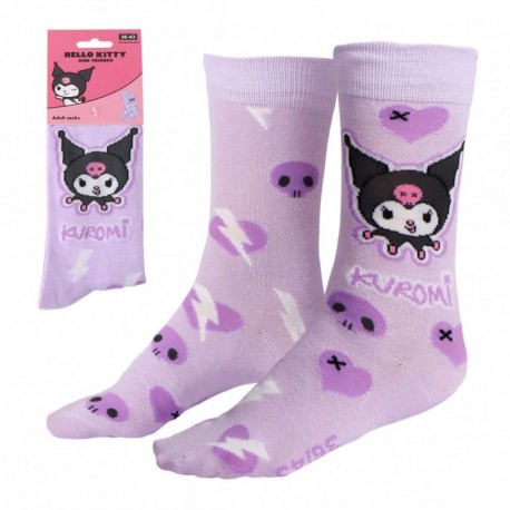 Meias roxas Hello Kitty Kuromi