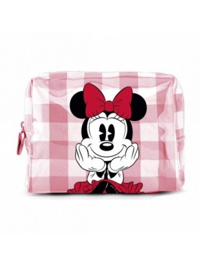 Trousse de toilette de voyage Minnie Mouse avec design à carreaux et nœud rouge
