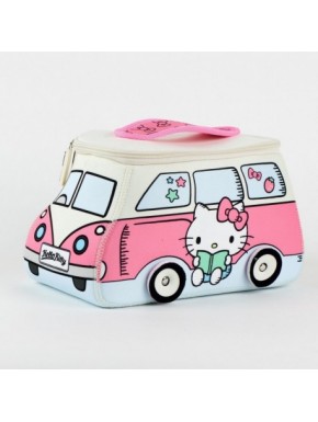 Neceser de aseo Hello Kitty rosa y blanco en forma de furgoneta