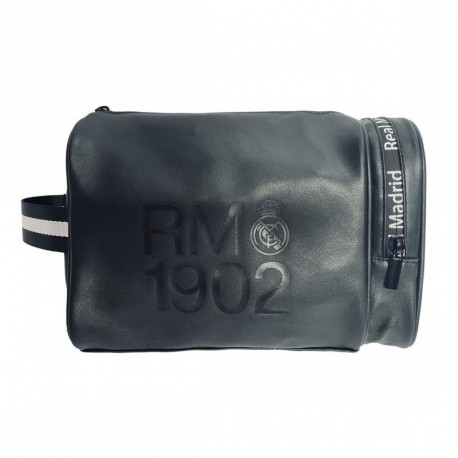 Trousse de toilette noire Real Madrid avec inscription RM 1902