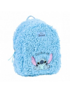 Sac à dos bleu en sherpa avec design Stitch