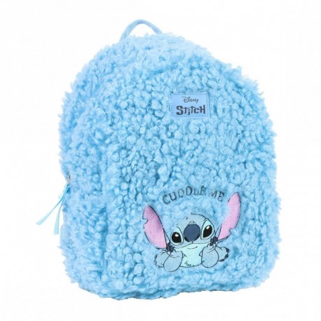 Sac à dos bleu en sherpa avec design Stitch
