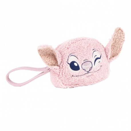 Porte-monnaie rose en mouton avec design Angel de Stitch