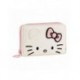 Porte-monnaie en similicuir Hello Kitty rose avec nœud et plaque