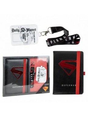 Set de papelería Superman con cuaderno y lanyard