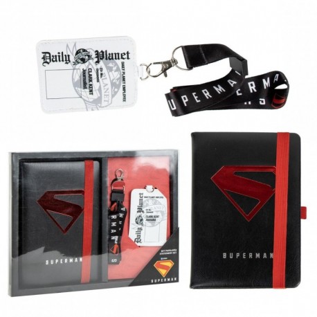 Set de papelería Superman con cuaderno y lanyard