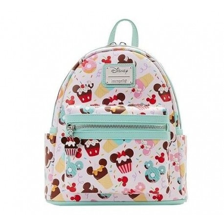 Bolso mochila Minnie y Mickey con estampado de dulces de Loungefly