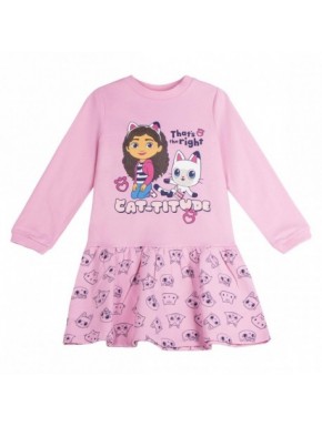 Vestido rosa Gabby's Dollhouse con ilustraciones de gatos