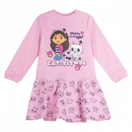 Vestido rosa Gabby's Dollhouse con ilustraciones de gatos