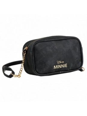 bolsa preta de couro sintético com logo Minnie