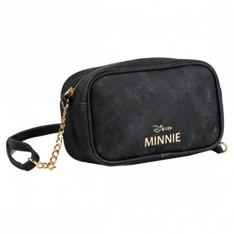 bolso negro de polipiel con logo de Minnie