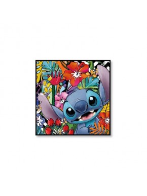 Pintura Disney Stitch con fondo floral 50 x 50 cm