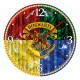 Reloj de pared con escudo de Hogwarts y colores de las casas