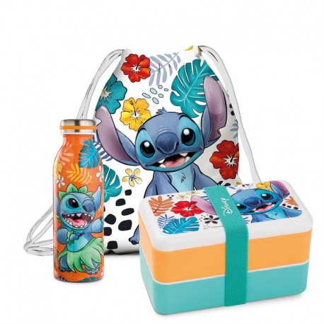 Set de fiambrera, botella y bolsa Stitch
