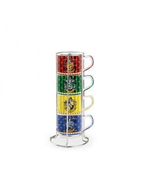Set de 4 tazas apilables Harry Potter con escudos de casas