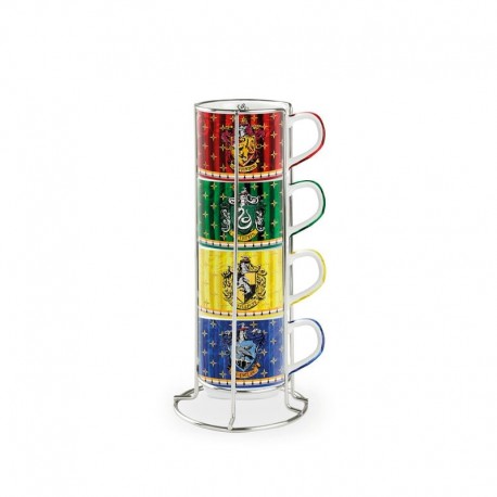 Set de 4 tazas apilables Harry Potter con escudos de casas