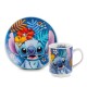 Conjunto de prato e caneca azul Stitch da Disney