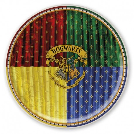 Plato Hogwarts con escudo y colores de las casas