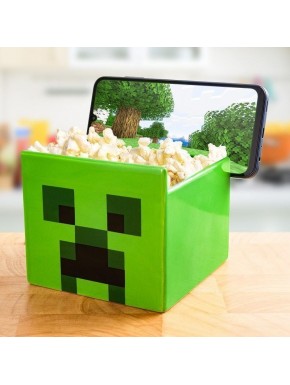 Bowl verde de Minecraft con soporte para móvil