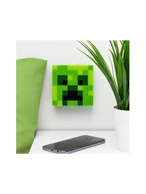 Luz Nocturna Minecraft Creeper en mesa junto a planta