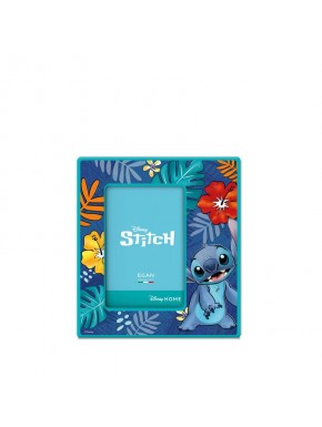 Marco de fotos azul Stitch 7 x 10 con diseño floral y personaje Disney