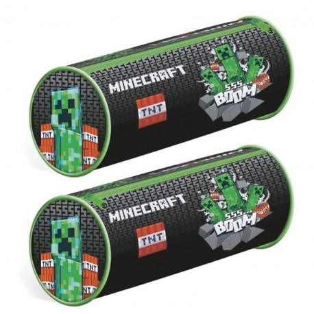 Estuche cilíndrico Minecraft Creeper y TNT
