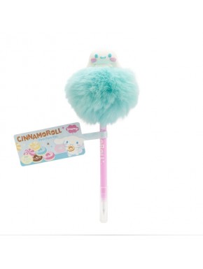 Bolígrafo Cinnamoroll con pom pom azul y cuerpo rosa