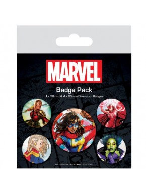 Paquete de insignias con heroínas Marvel