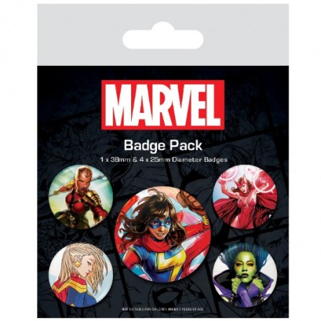 Paquete de insignias con heroínas Marvel