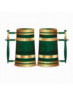 jarra cerámica El Señor de los Anillos verde y dorada