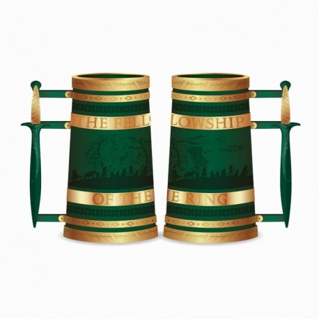 jarra cerámica El Señor de los Anillos verde y dorada