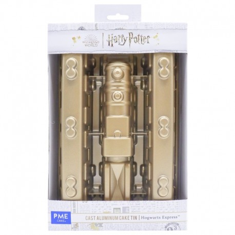 Molde para pasteles Hogwarts Express en aluminio dorado