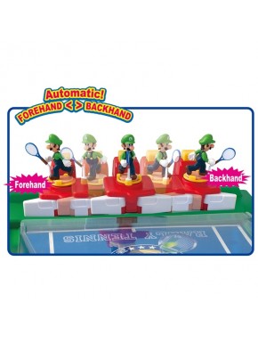 Juego de mesa Super Mario Rally Tennis con figuras de Mario y Luigi