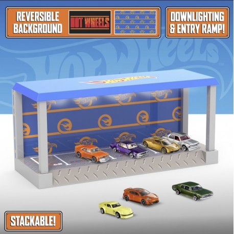 Vitrina expositor Hot Wheels con luz y coches miniatura