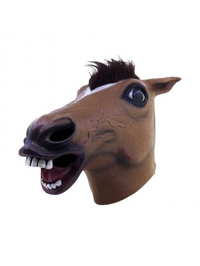 Máscara de caballo marrón con detalles realistas